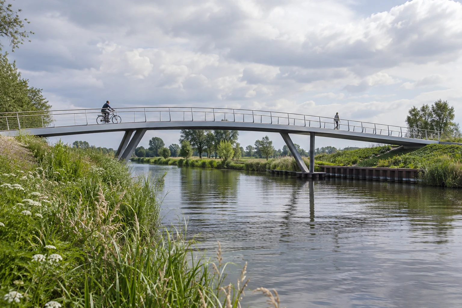 AI-beeld ter illustratie. Algemene fietsbrug; geen ontwerp of opname van de brug bij de N208.
