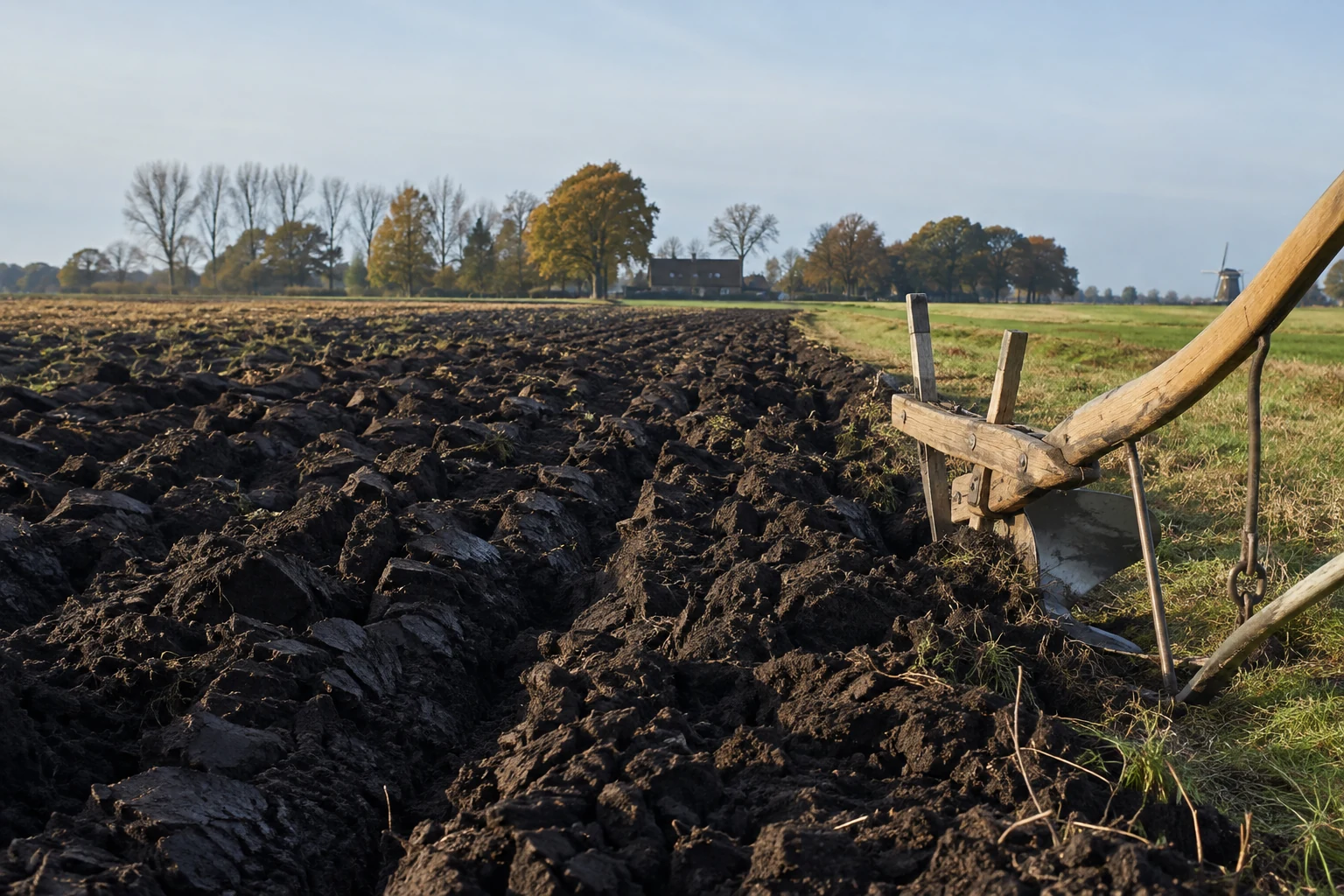 AI-beeld ter illustratie: een generieke herfstakker met ploegsporen.